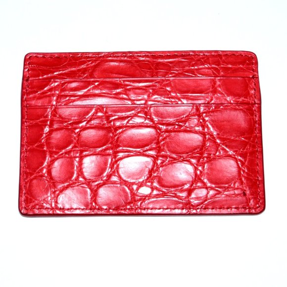 Versace Red Croc Card Case Wallet New w/ Minor Defect